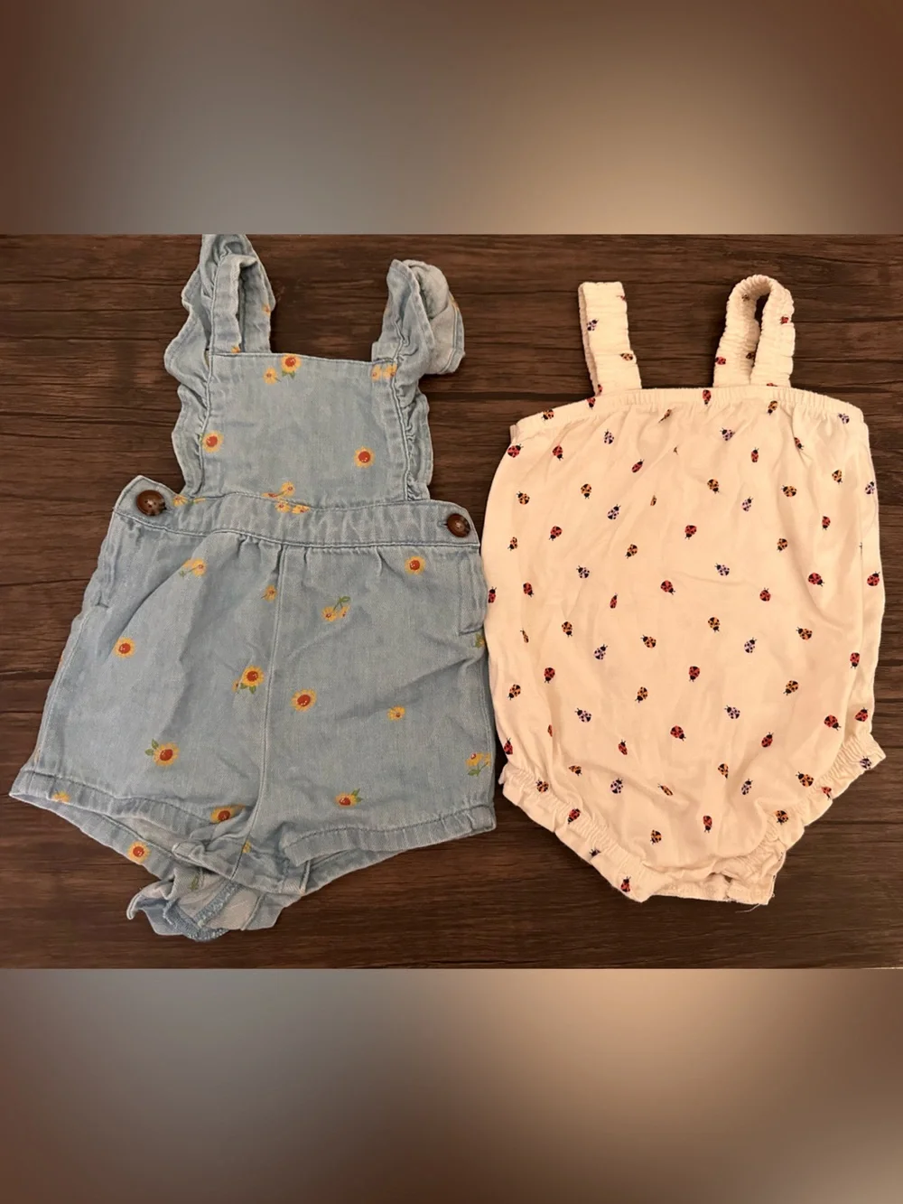 Old Navy Light Blue Denim Baby Romper Duo 6-12M